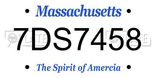 7DS7458 Massachusetts License Plate