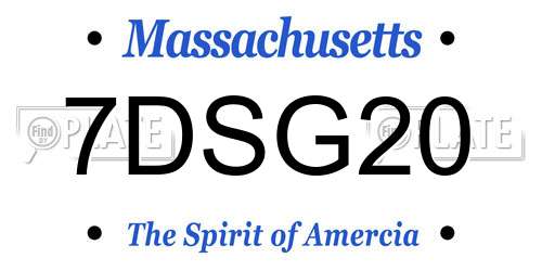 7DSG20 Massachusetts License Plate