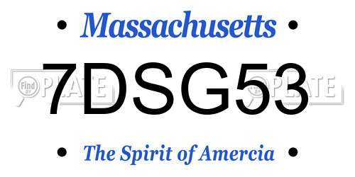 7DSG53 Massachusetts License Plate