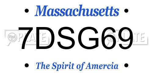 7DSG69 Massachusetts License Plate