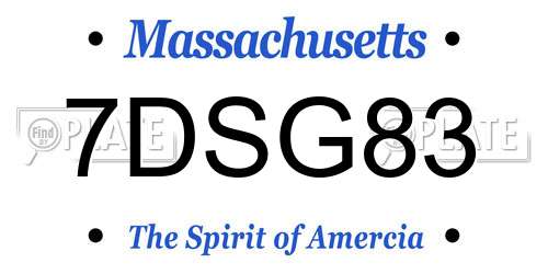 7DSG83 Massachusetts License Plate