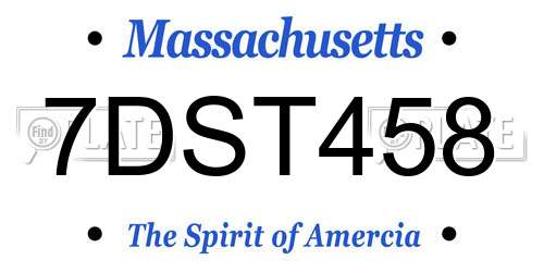 7DST458 Massachusetts License Plate