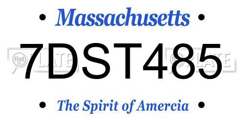 7DST485 Massachusetts License Plate