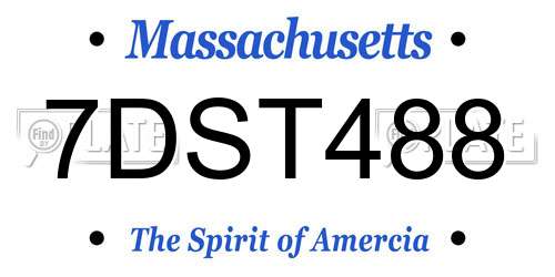 7DST488 Massachusetts License Plate