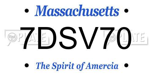 7DSV70 Massachusetts License Plate