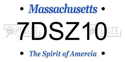 7DSZ10 Massachusetts License Plate