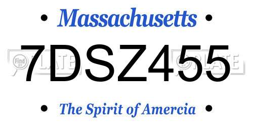 7DSZ455 Massachusetts License Plate