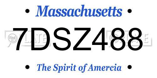 7DSZ488 Massachusetts License Plate