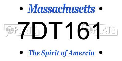 7DT161 Massachusetts License Plate
