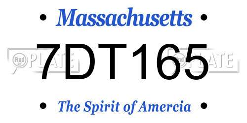 7DT165 Massachusetts License Plate
