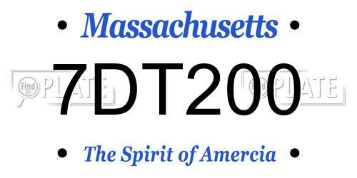 7DT200 Massachusetts License Plate