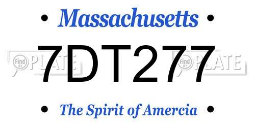 7DT277 Massachusetts License Plate
