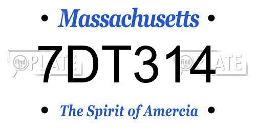 7DT314 Massachusetts License Plate
