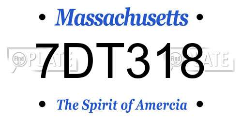 7DT318 Massachusetts License Plate