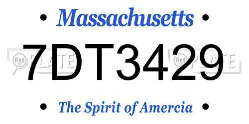 7DT3429 Massachusetts License Plate