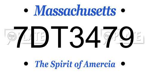 7DT3479 Massachusetts License Plate