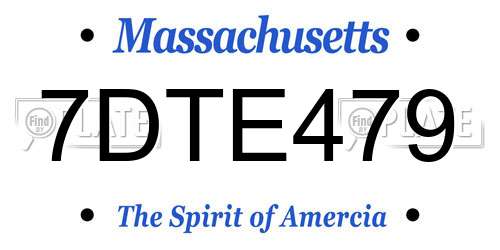 7DTE479 Massachusetts License Plate