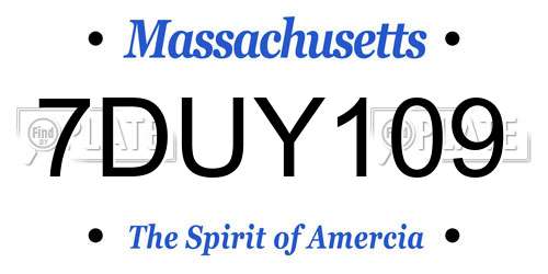 7DUY109 Massachusetts License Plate