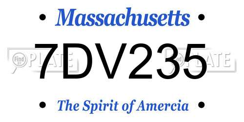 7DV235 Massachusetts License Plate