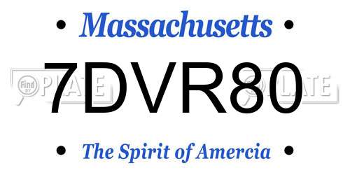 7DVR80 Massachusetts License Plate
