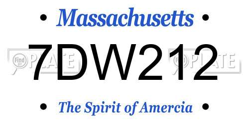7DW212 Massachusetts License Plate