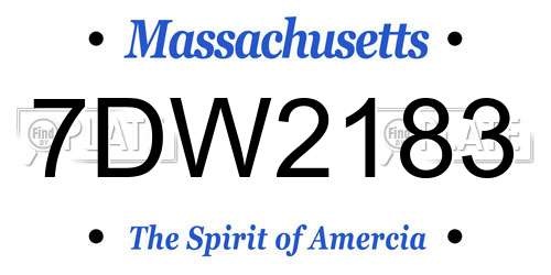 7DW2183 Massachusetts License Plate