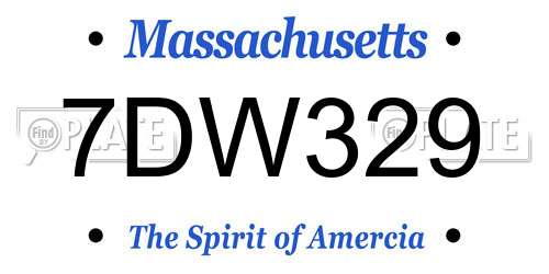 7DW329 Massachusetts License Plate