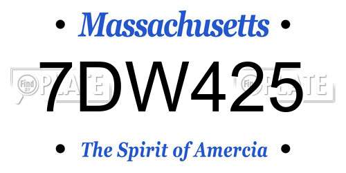 7DW425 Massachusetts License Plate