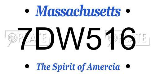 7DW516 Massachusetts License Plate