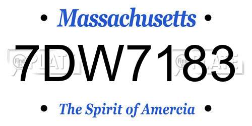 7DW7183 Massachusetts License Plate