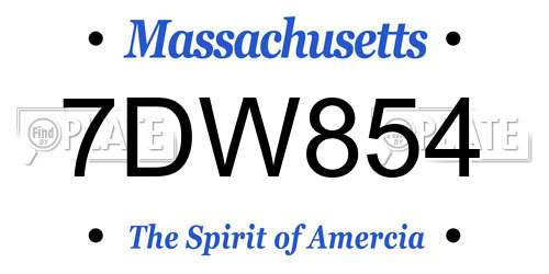 7DW854 Massachusetts License Plate