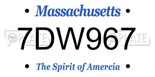 7DW967 Massachusetts License Plate