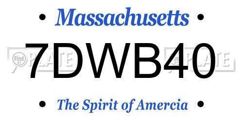 7DWB40 Massachusetts License Plate