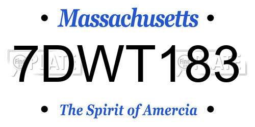 7DWT183 Massachusetts License Plate