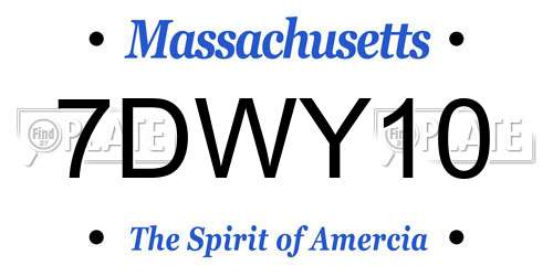 7DWY10 Massachusetts License Plate