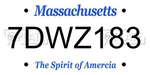 7DWZ183 Massachusetts License Plate