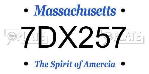 7DX257 Massachusetts License Plate