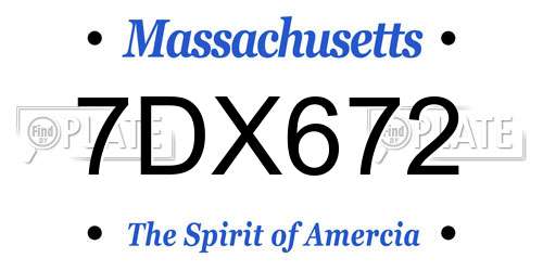 7DX672 Massachusetts License Plate