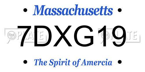 7DXG19 Massachusetts License Plate