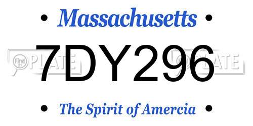 7DY296 Massachusetts License Plate