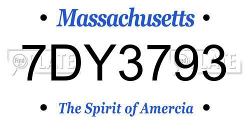 7DY3793 Massachusetts License Plate