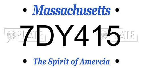 7DY415 Massachusetts License Plate