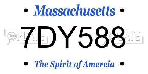 7DY588 Massachusetts License Plate