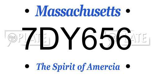 7DY656 Massachusetts License Plate