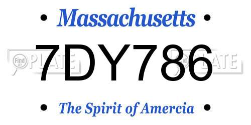 7DY786 Massachusetts License Plate