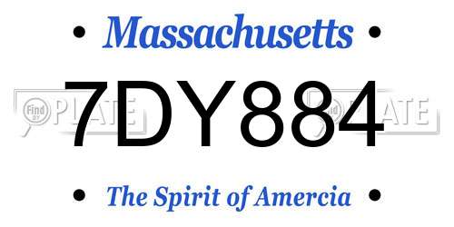 7DY884 Massachusetts License Plate