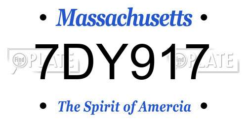 7DY917 Massachusetts License Plate