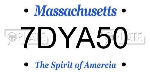 7DYA50 Massachusetts License Plate