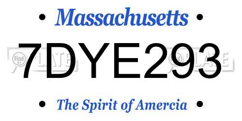 7DYE293 Massachusetts License Plate
