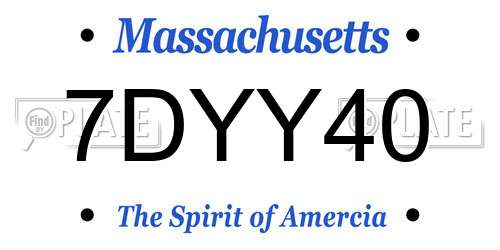 7DYY40 Massachusetts License Plate